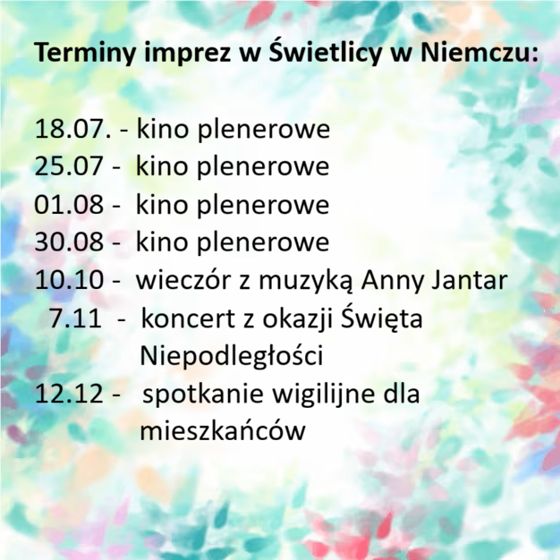 Read more about the article Plan imprez w Świetlicy w Niemczu